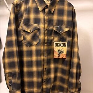 DIXXON Men's Charcoal and Mustard Plaid Shirt